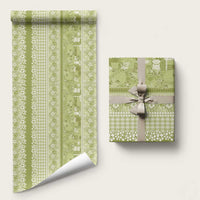 Hawaiian Hibiscus Honu Wrapping Paper Sage Green Mele Kalikimaka Palaka Spirit - Polynesian Pride