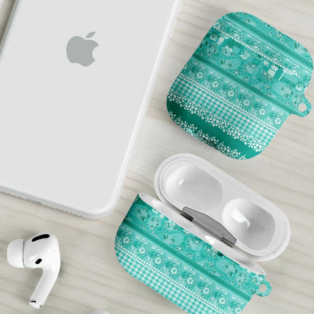 Hawaiian Hibiscus Honu AirPods Case Turquoise Mele Kalikimaka Palaka Spirit - Polynesian Pride