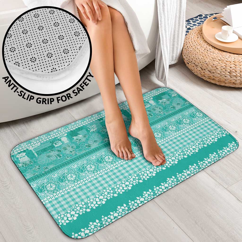 Hawaiian Hibiscus Honu Bathroom Set Turquoise Mele Kalikimaka Palaka Spirit - Polynesian Pride