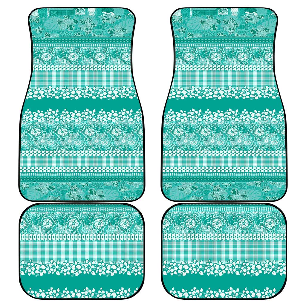 Hawaiian Hibiscus Honu Car Mats Turquoise Mele Kalikimaka Palaka Spirit - Polynesian Pride