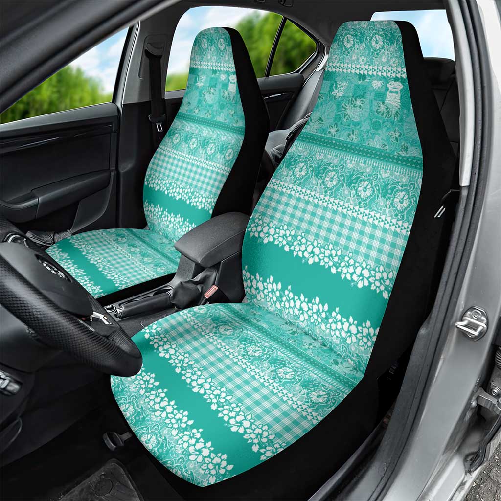 Hawaiian Hibiscus Honu Car Seat Cover Turquoise Mele Kalikimaka Palaka Spirit - Polynesian Pride