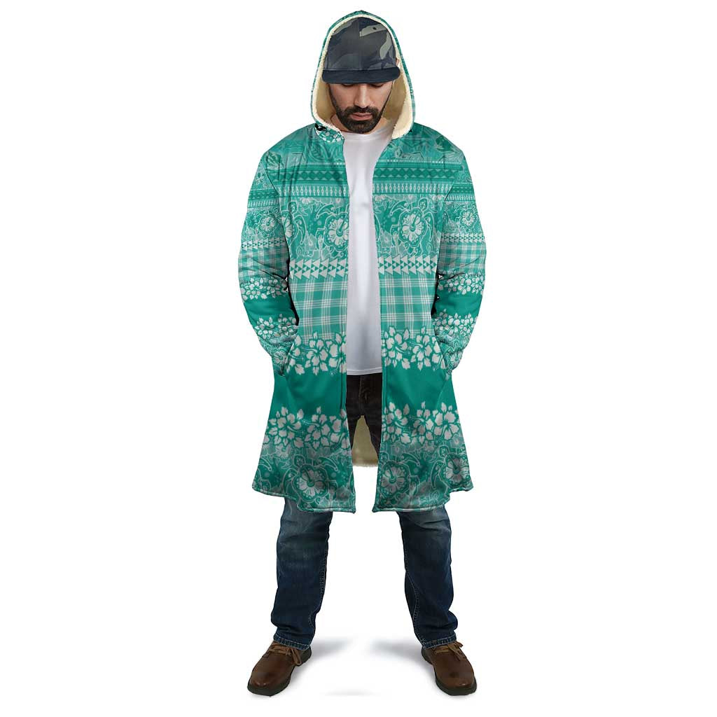 Hawaiian Hibiscus Honu Cloak Turquoise Mele Kalikimaka Palaka Spirit - Polynesian Pride