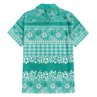 Hawaiian Hibiscus Honu Family Matching Puletasi and Hawaiian Shirt Turquoise Mele Kalikimaka Palaka Spirit - Polynesian Pride