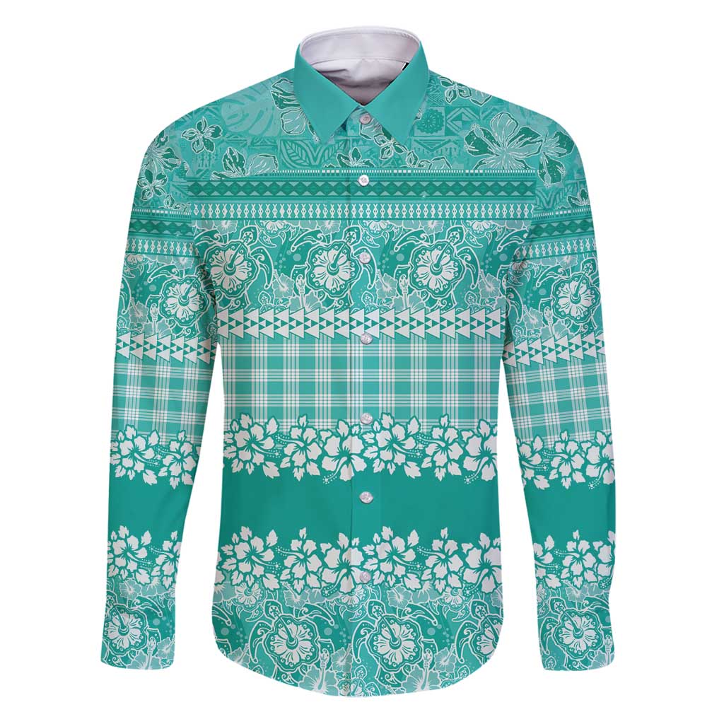 Hawaiian Hibiscus Honu Family Matching Puletasi and Hawaiian Shirt Turquoise Mele Kalikimaka Palaka Spirit - Polynesian Pride