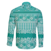 Hawaiian Hibiscus Honu Family Matching Short Sleeve Bodycon Dress and Hawaiian Shirt Turquoise Mele Kalikimaka Palaka Spirit - Polynesian Pride