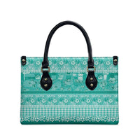 Hawaiian Hibiscus Honu Leather Bag Turquoise Mele Kalikimaka Palaka Spirit - Polynesian Pride