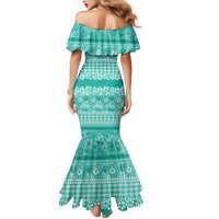 Hawaiian Hibiscus Honu Mermaid Dress Turquoise Mele Kalikimaka Palaka Spirit - Polynesian Pride
