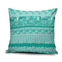Hawaiian Hibiscus Honu Pillow Cover Turquoise Mele Kalikimaka Palaka Spirit - Polynesian Pride