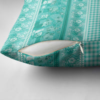 Hawaiian Hibiscus Honu Pillow Cover Turquoise Mele Kalikimaka Palaka Spirit - Polynesian Pride