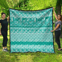 Hawaiian Hibiscus Honu Quilt Turquoise Mele Kalikimaka Palaka Spirit - Polynesian Pride