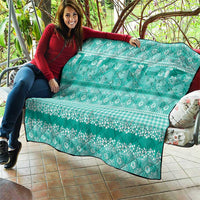 Hawaiian Hibiscus Honu Quilt Turquoise Mele Kalikimaka Palaka Spirit - Polynesian Pride