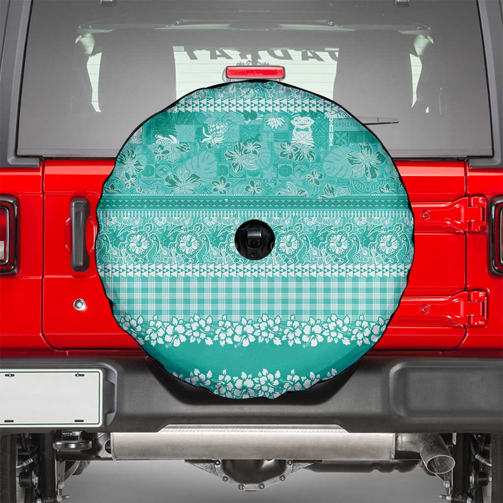 Hawaiian Hibiscus Honu Spare Tire Cover Turquoise Mele Kalikimaka Palaka Spirit - Polynesian Pride