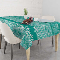 Hawaiian Hibiscus Honu Tablecloth Turquoise Mele Kalikimaka Palaka Spirit - Polynesian Pride