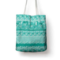 Hawaiian Hibiscus Honu Tote Bag Turquoise Mele Kalikimaka Palaka Spirit - Polynesian Pride