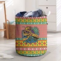 Hawaiian Pineapples Skull Laundry Basket Mele Kalikimaka Palaka Quilt Pattern - Polynesian Pride
