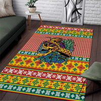 Hawaiian Pineapples Skull Area Rug Mele Kalikimaka Palaka Quilt Pattern - Polynesian Pride