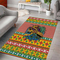 Hawaiian Pineapples Skull Area Rug Mele Kalikimaka Palaka Quilt Pattern - Polynesian Pride