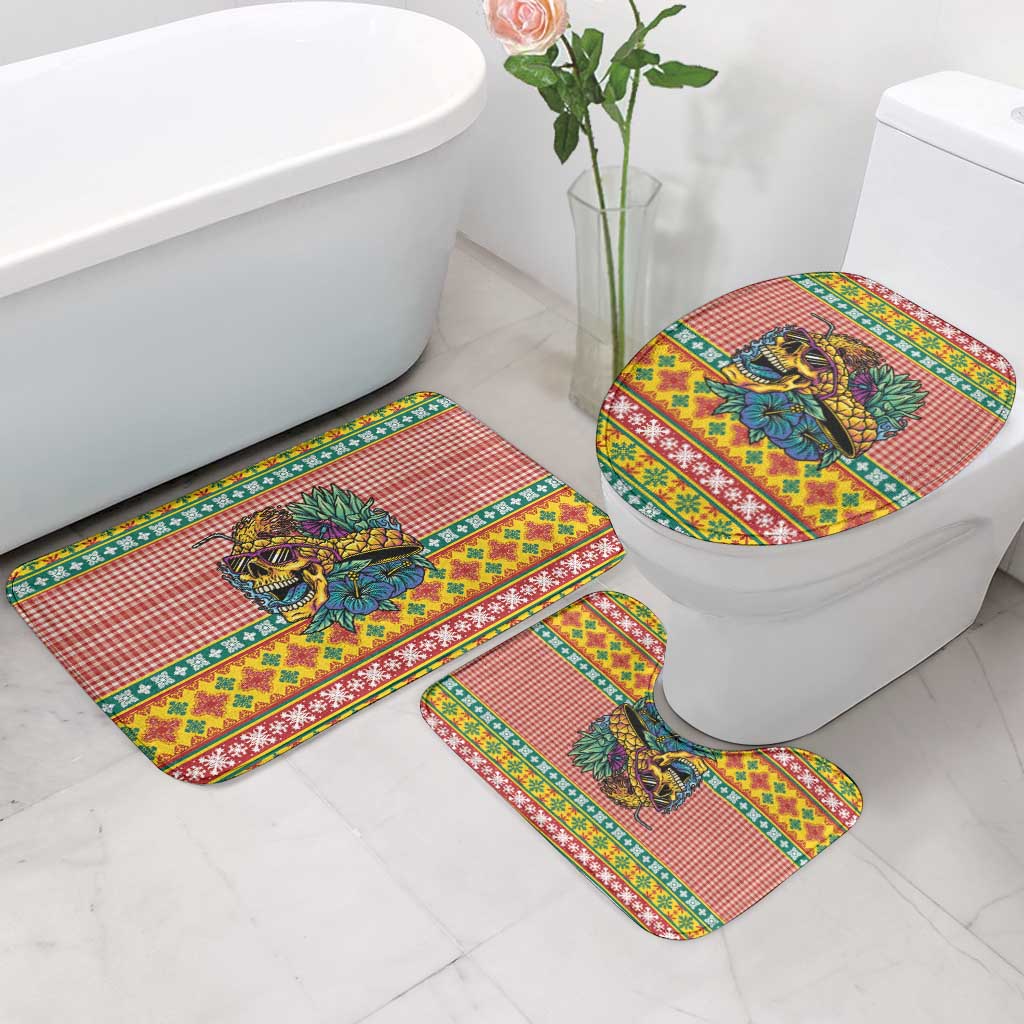 Hawaiian Pineapples Skull Bathroom Set Mele Kalikimaka Palaka Quilt Pattern - Polynesian Pride