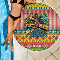 Hawaiian Pineapples Skull Beach Blanket Mele Kalikimaka Palaka Quilt Pattern - Polynesian Pride