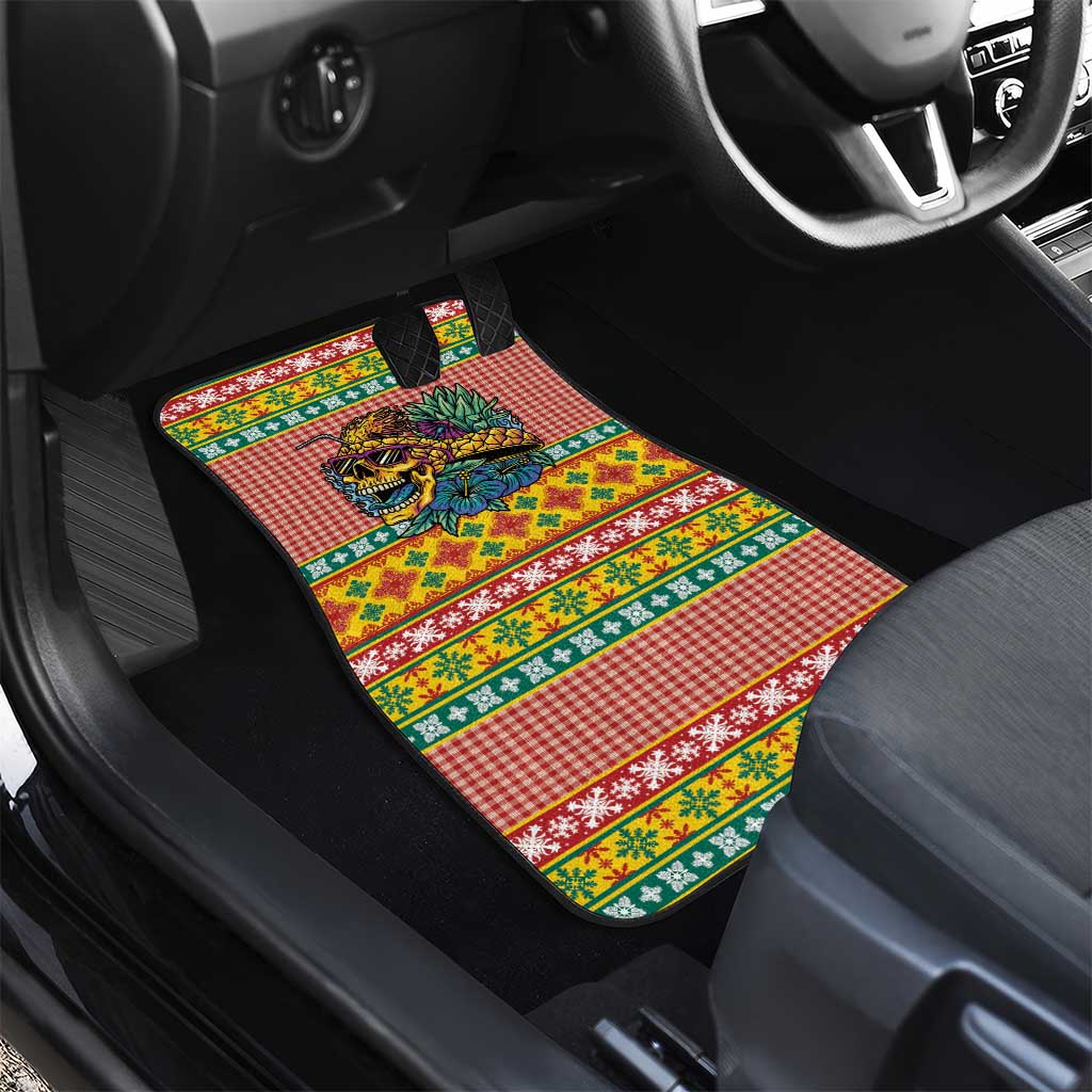 Hawaiian Pineapples Skull Car Mats Mele Kalikimaka Palaka Quilt Pattern - Polynesian Pride