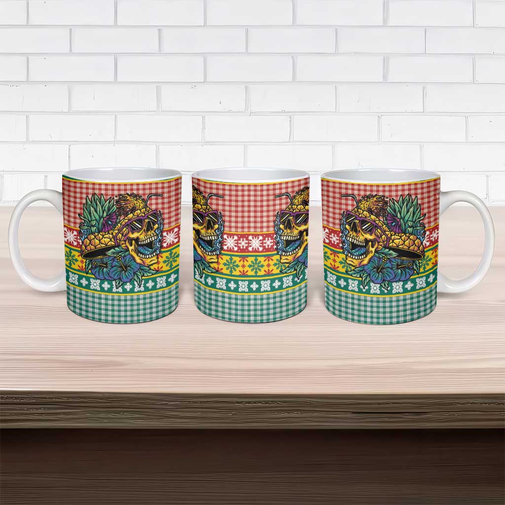 Hawaiian Pineapples Skull Ceramic Mug Mele Kalikimaka Palaka Quilt Pattern - Polynesian Pride