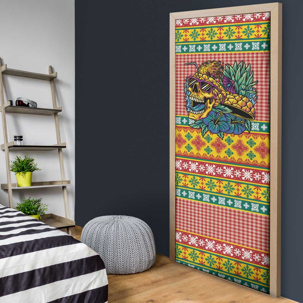 Hawaiian Pineapples Skull Door Cover Mele Kalikimaka Palaka Quilt Pattern - Polynesian Pride