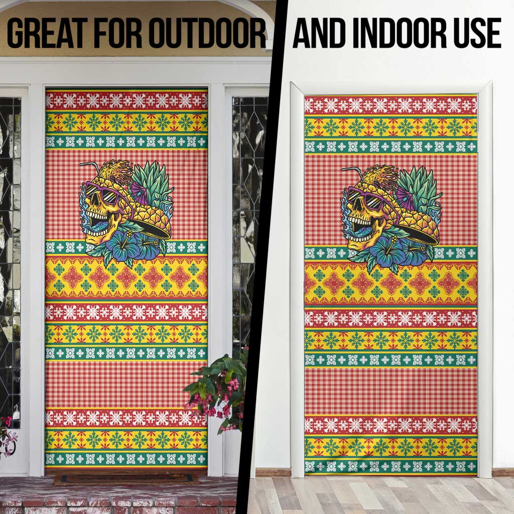 Hawaiian Pineapples Skull Door Cover Mele Kalikimaka Palaka Quilt Pattern - Polynesian Pride