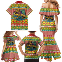 Hawaiian Pineapples Skull Family Matching Mermaid Dress and Hawaiian Shirt Mele Kalikimaka Palaka Quilt Pattern - Polynesian Pride