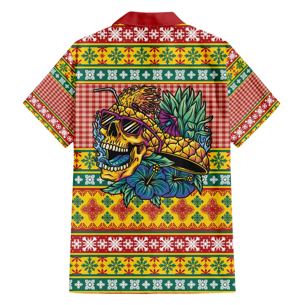 Hawaiian Pineapples Skull Family Matching Puletasi and Hawaiian Shirt Mele Kalikimaka Palaka Quilt Pattern - Polynesian Pride