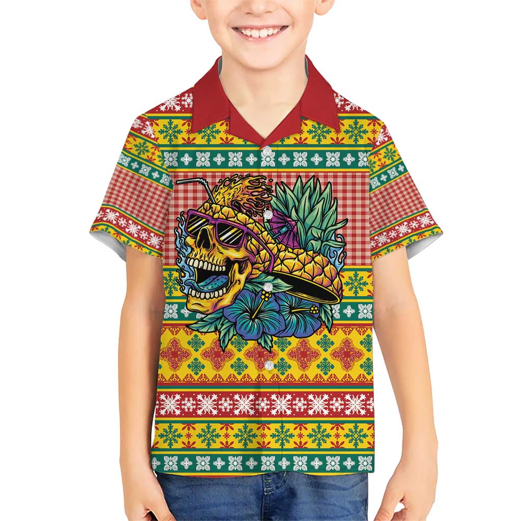 Hawaiian Pineapples Skull Kid Hawaiian Shirt Mele Kalikimaka Palaka Quilt Pattern - Polynesian Pride