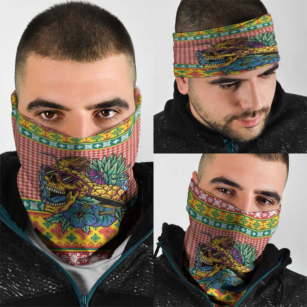 Hawaiian Pineapples Skull Neck Gaiter Mele Kalikimaka Palaka Quilt Pattern - Polynesian Pride