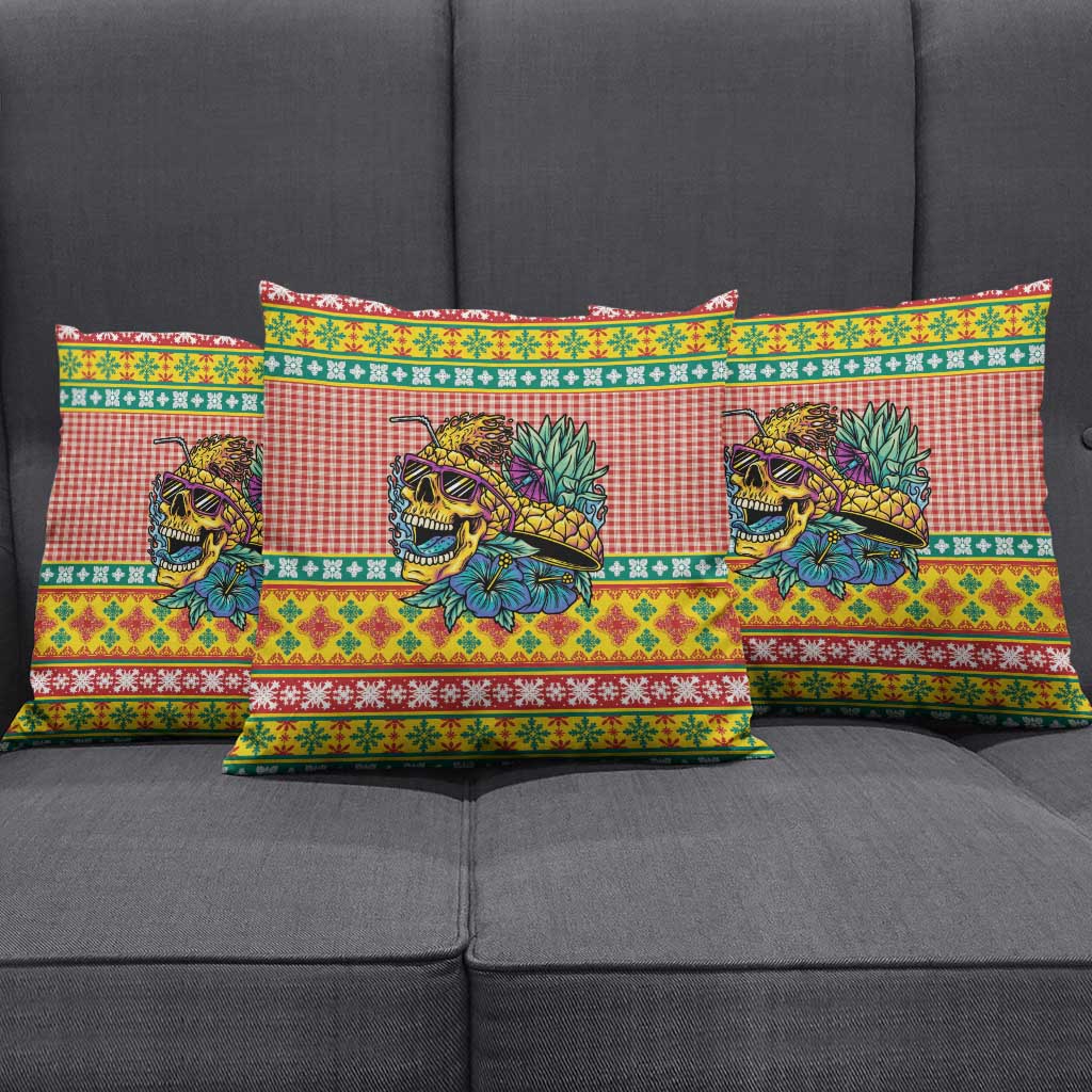 Hawaiian Pineapples Skull Pillow Cover Mele Kalikimaka Palaka Quilt Pattern - Polynesian Pride