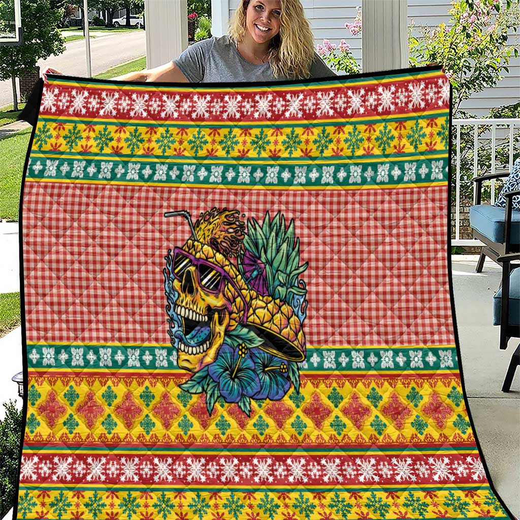 Hawaiian Pineapples Skull Quilt Mele Kalikimaka Palaka Quilt Pattern - Polynesian Pride