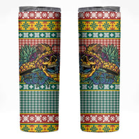 Hawaiian Pineapples Skull Skinny Tumbler Mele Kalikimaka Palaka Quilt Pattern - Polynesian Pride