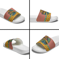 Hawaiian Pineapples Skull Slide Sandals Mele Kalikimaka Palaka Quilt Pattern - Polynesian Pride