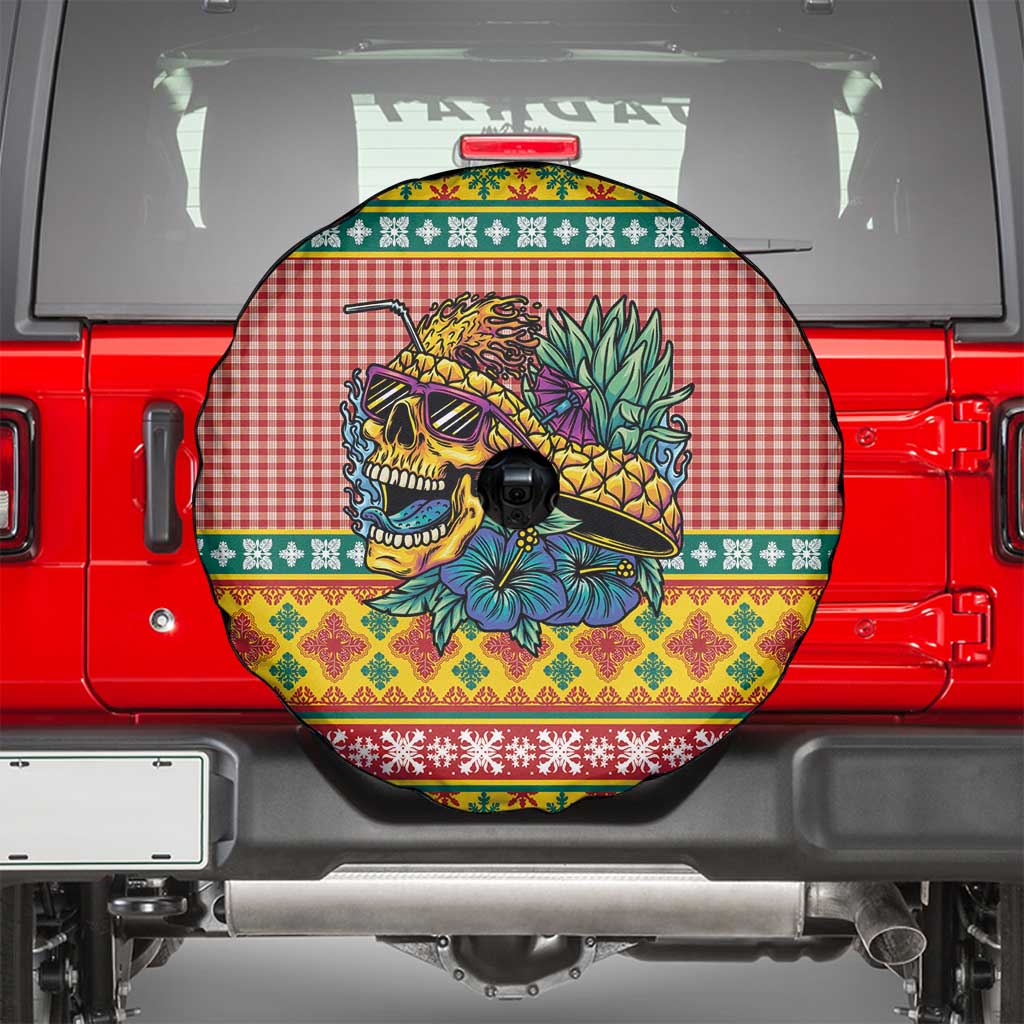 Hawaiian Pineapples Skull Spare Tire Cover Mele Kalikimaka Palaka Quilt Pattern - Polynesian Pride