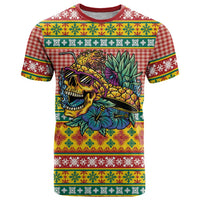 Hawaiian Pineapples Skull T Shirt Mele Kalikimaka Palaka Quilt Pattern - Polynesian Pride