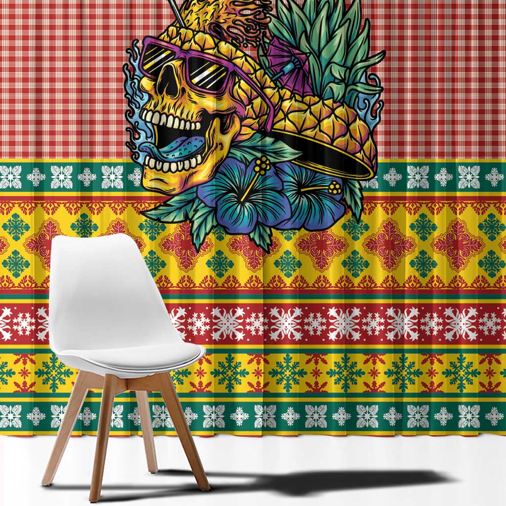 Hawaiian Pineapples Skull Window Curtain Mele Kalikimaka Palaka Quilt Pattern - Polynesian Pride
