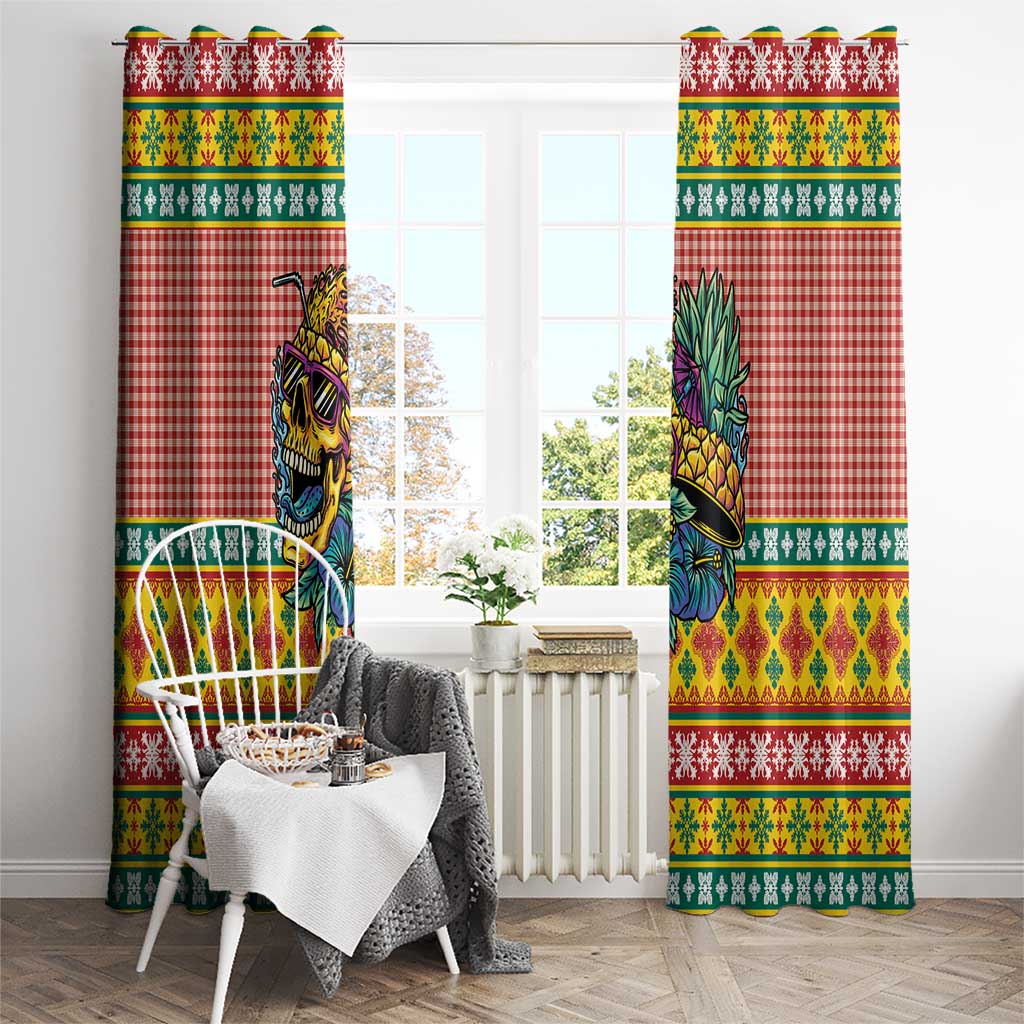 Hawaiian Pineapples Skull Window Curtain Mele Kalikimaka Palaka Quilt Pattern - Polynesian Pride