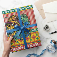 Hawaiian Pineapples Skull Wrapping Paper Mele Kalikimaka Palaka Quilt Pattern - Polynesian Pride