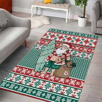 Hawaiian Funny Santa Surf Area Rug Mele Kalikimaka Palaka Quilt Pattern - Polynesian Pride