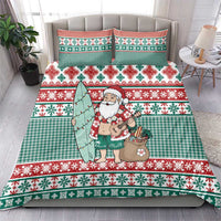 Hawaiian Funny Santa Surf Bedding Set Mele Kalikimaka Palaka Quilt Pattern - Polynesian Pride