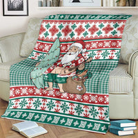 Hawaiian Funny Santa Surf Blanket Mele Kalikimaka Palaka Quilt Pattern - Polynesian Pride