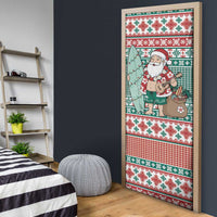 Hawaiian Funny Santa Surf Door Cover Mele Kalikimaka Palaka Quilt Pattern - Polynesian Pride