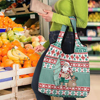 Hawaiian Funny Santa Surf Grocery Bag Mele Kalikimaka Palaka Quilt Pattern - Polynesian Pride