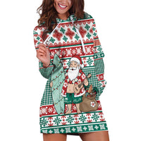 Hawaiian Funny Santa Surf Hoodie Dress Mele Kalikimaka Palaka Quilt Pattern - Polynesian Pride