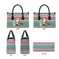 Hawaiian Funny Santa Surf Leather Bag Mele Kalikimaka Palaka Quilt Pattern - Polynesian Pride