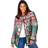Hawaiian Funny Santa Surf Padded Jacket Mele Kalikimaka Palaka Quilt Pattern - Polynesian Pride