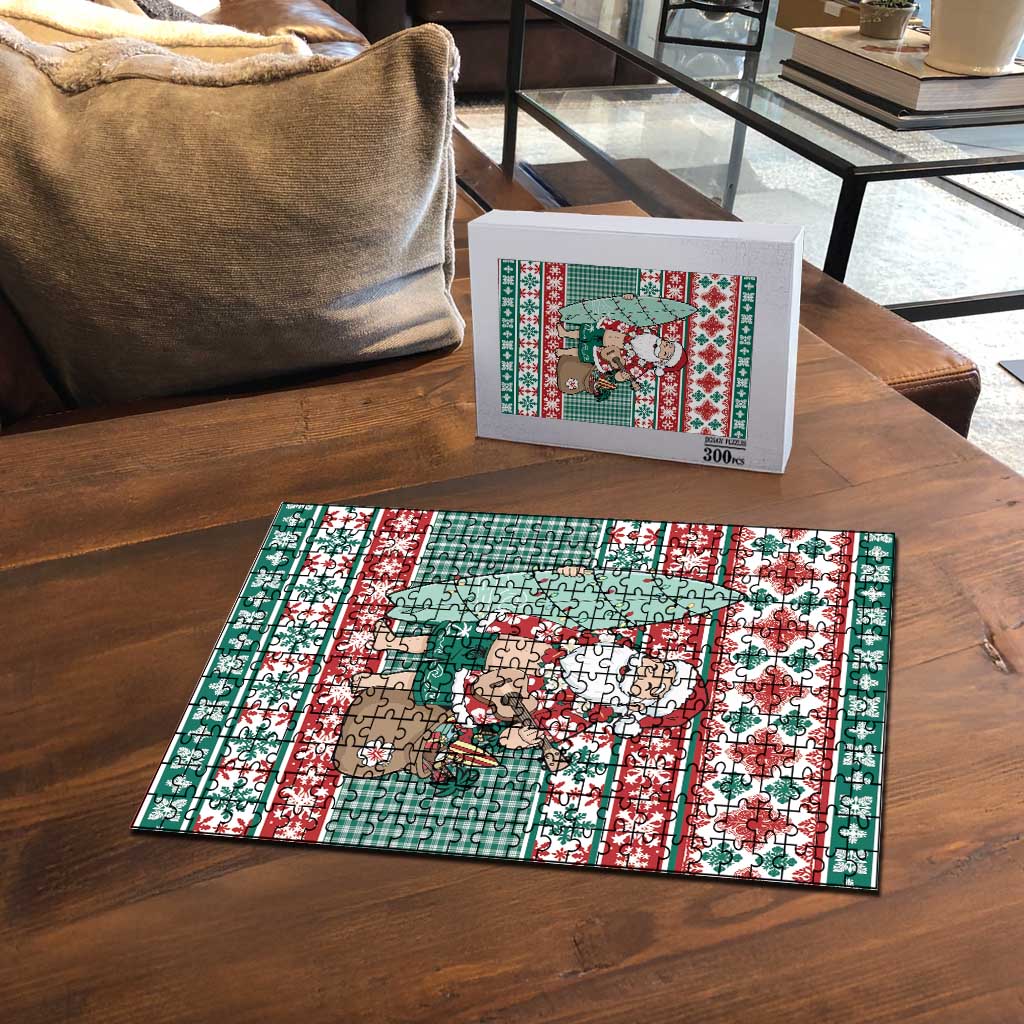 Hawaiian Funny Santa Surf Puzzle Mele Kalikimaka Palaka Quilt Pattern - Polynesian Pride