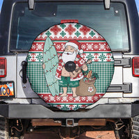 Hawaiian Funny Santa Surf Spare Tire Cover Mele Kalikimaka Palaka Quilt Pattern - Polynesian Pride